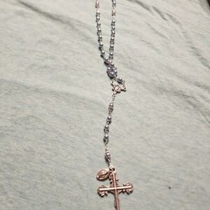 Creed Silver Cross Necklace with Beaded Chain